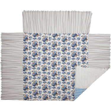 Annie Blue Floral Ruffled California King Coverlet 84x72+27 VHC Brands - The Fox Decor